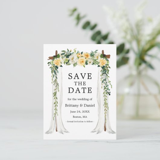 Waterverf Gele bloemen Aankondigingskaart (Staand voorkant)