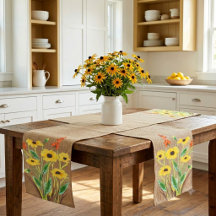 Waterverf Gele Bloemen op Jute