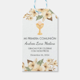 Waterverf Gele Bloemen Schattigee Primera Communie Cadeaulabel