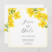 Waterverf Gele Bloemen Tuin Witte Huwelijk Save The Date (Voorkant / Achterkant)