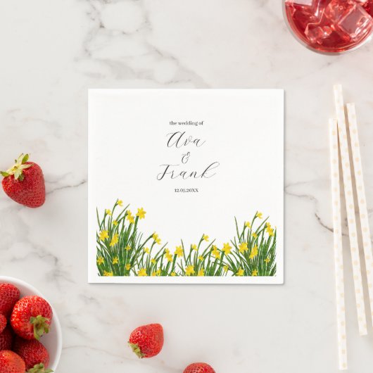 Waterverf Gele Bloemen Tuin Witte Huwelijk Servet (Insitu)