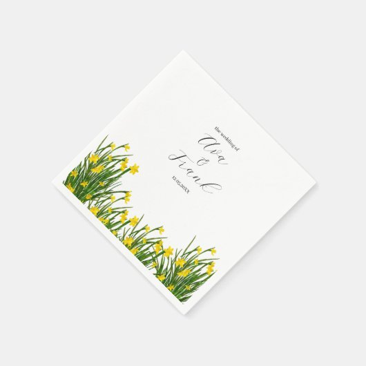 Waterverf Gele Bloemen Tuin Witte Huwelijk Servet (Hoek)