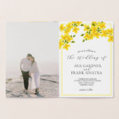 Waterverf Gele Bloementuin met Fotobruiloft Folie Kaarten (Binnen)
