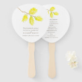 Waterverf gele catkins bruiloft programma fans handwaaier (Voorkant en achterkant)