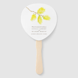 Waterverf gele catkins bruiloft programma fans handwaaier