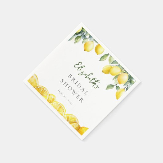 Waterverf Gele Citroen Bruidsdouche Servet (Hoek)