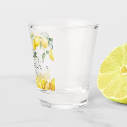 Waterverf Gele Citroen Bruidsdouche Shot Glas (Rechts)