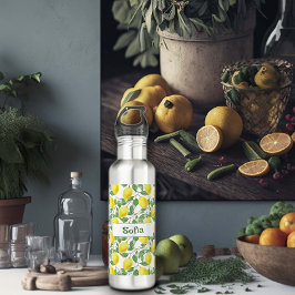 Waterverf gele citroen patroonnaam waterfles 