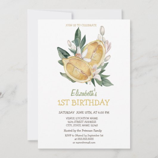 Waterverf gele citroenen botanisch kaart (Voorkant)