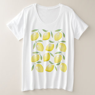 Waterverf gele citroenen grote maat t-shirt