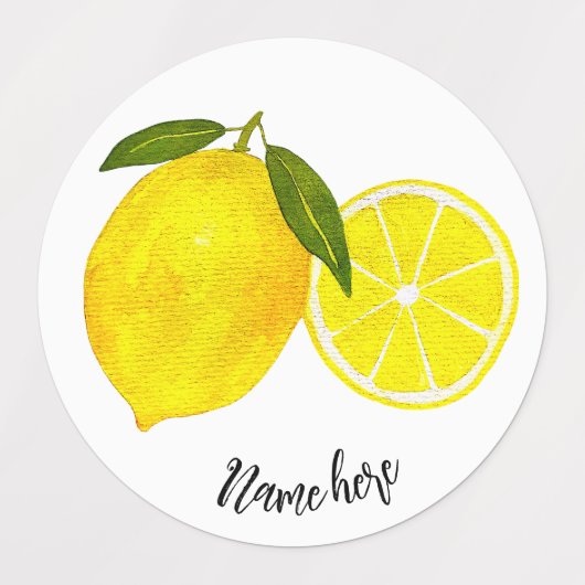 Waterverf gele citroenen labels (Design 1)