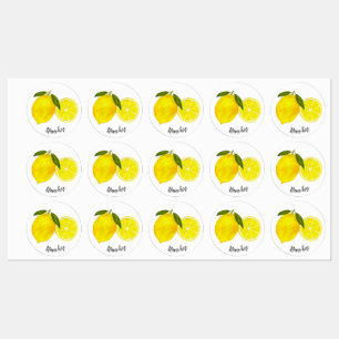 Waterverf gele citroenen labels
