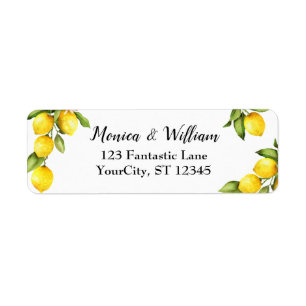 Waterverf Gele Citroenen met Fris Groen Etiket
