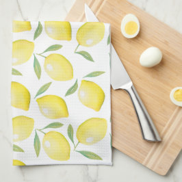 Waterverf gele citroenen theedoek