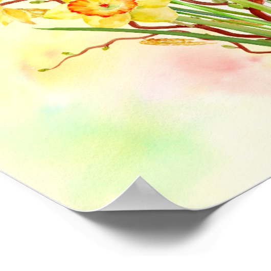 Waterverf Gele Daffodils Spring Flowers Poster (Hoek)