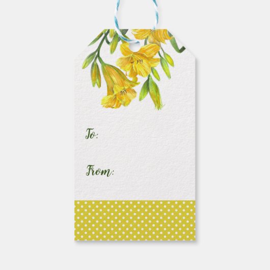 Waterverf Gele dag Lilies Cadeaulabel (Achterkant)