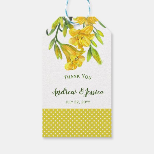 Waterverf Gele dag Lilies Cadeaulabel (Achterkant)