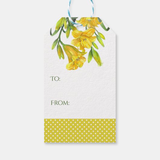 Waterverf Gele dag Lilies Cadeaulabel (Achterkant)