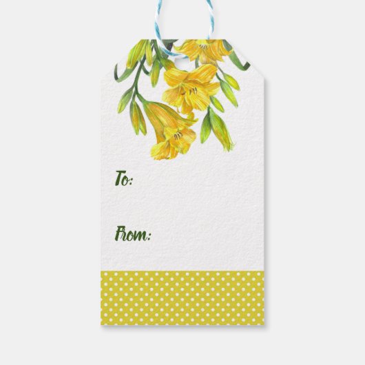 Waterverf Gele dag Lilies Cadeaulabel (Achterkant)