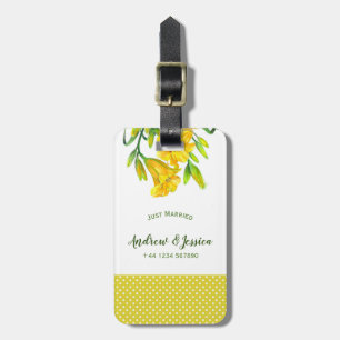 Waterverf Gele Dag Lilies Floral Art Bagagelabel