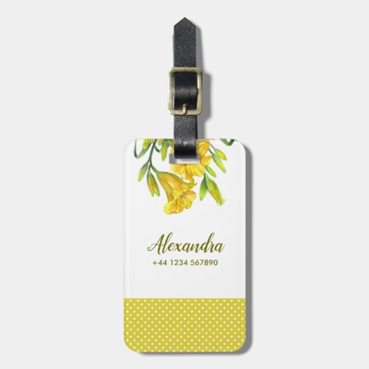 Waterverf Gele Dag Lilies Floral Art Bagagelabel (Voorkant verticaal)