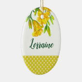 Waterverf Gele dag Lilies Floral Art Design Keramisch Ornament (Rechts)