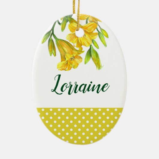 Waterverf Gele dag Lilies Floral Art Design Keramisch Ornament (Achterkant)