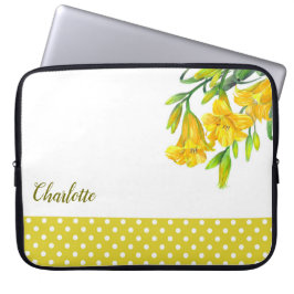 Waterverf Gele dag Lilies Floral Art Design Laptop Sleeve