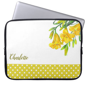 Waterverf Gele dag Lilies Floral Art Design Laptop Sleeve