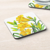Waterverf Gele Dag Lilies Floral Art Drankjes Onderzetter (Linkerzijde)