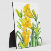 Waterverf Gele Dag Lilies Floral Art Fotoplaat (Zijkant)