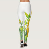Waterverf Gele Dag Lilies Floral Art Leggings (Achterkant)