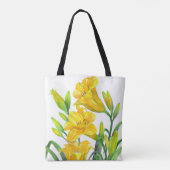 Waterverf Gele Dag Lilies Floral Art Tote Bag (Achterkant)