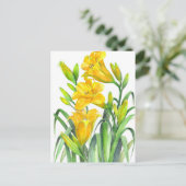 Waterverf Gele Dag Lilies Floral Illustration Briefkaart (Staand voorkant)