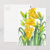 Waterverf Gele Dag Lilies Floral Illustration Briefkaart (Voorkant / Achterkant)