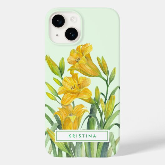 Waterverf Gele Dag Lilies Floral Illustration Case-Mate iPhone Case (Achterkant)