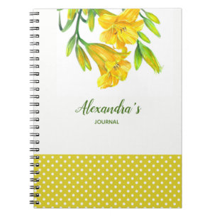 Waterverf Gele Dag Lilies Floral Illustration Notitieboek