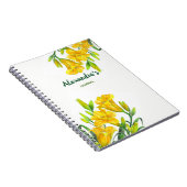 Waterverf Gele Dag Lilies Floral Illustration Notitieboek (Rechterzijde)