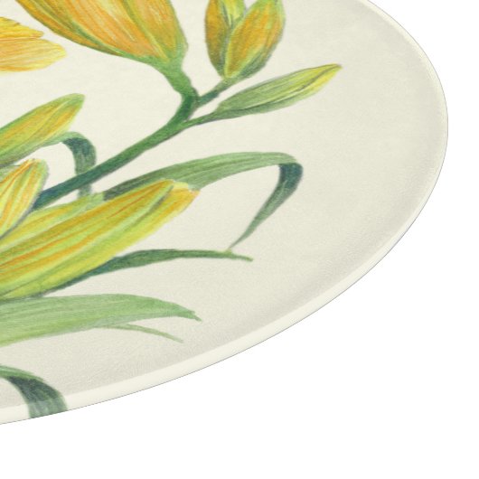 Waterverf Gele Dag Lilies Floral Illustration Snijplank (Hoek)