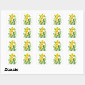 Waterverf Gele Dag Lilies Floral Illustration Vierkante Sticker (Vel)