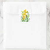 Waterverf Gele Dag Lilies Floral Illustration Vierkante Sticker (Tas)