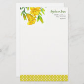 Waterverf gele dag Lilies ventileren Briefpapier (Voorkant / Achterkant)