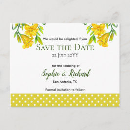 Waterverf gele dagen bewaren Datum Aankondigingskaart