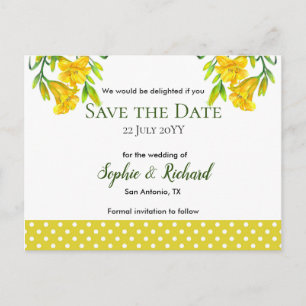 Waterverf gele dagen bewaren Datum Aankondigingskaart