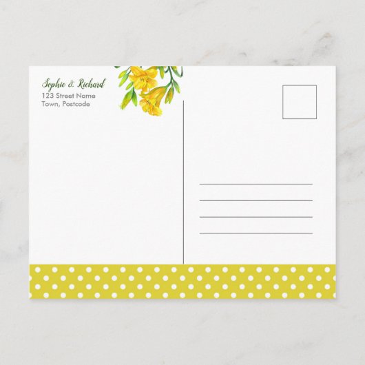 Waterverf gele dagen bewaren Datum Aankondigingskaart (Achterkant)