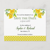 Waterverf gele dagen bewaren Datum Aankondigingskaart (Voorkant)