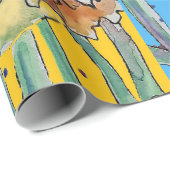 Waterverf gele deffodil Blue Spring flower Cadeaupapier (Rol Hoek)