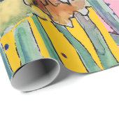 Waterverf gele deffodil roze lentesbloemen cadeaupapier (Rol Hoek)