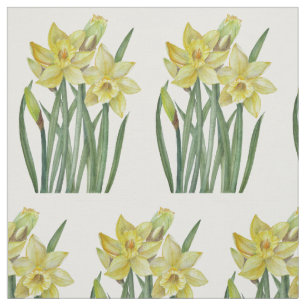 Waterverf gele diaffodils Botanische illustratie Stof