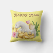 Waterverf Gele Eend met Eendjes Baby shower Kussen (Achterkant)
